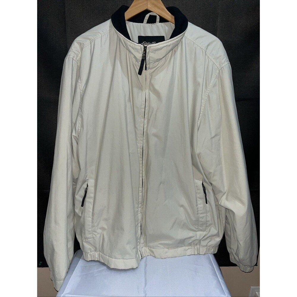 Eddie Bauer Since 1920 Jacket Coat Mens XL Beige Long SleevePolartec Fleece Line